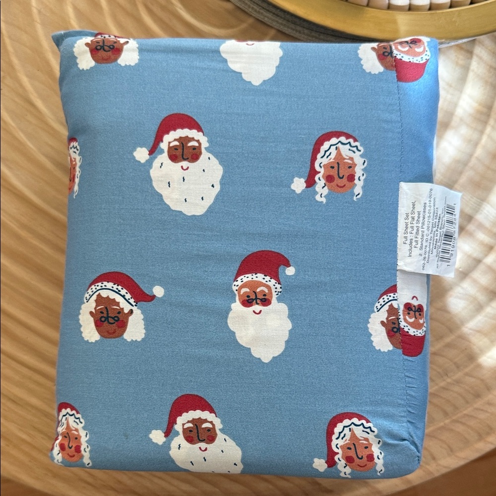 Wondershop Santa Print Blue Sheet Set Full Size